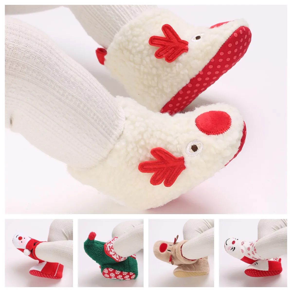 

Baby Shoes for Winter Christmas Infant Shoes Cute Santa for Boys and Girls 11CM/12CM/13CM 0-12 Months Warm Lining Inside Soft