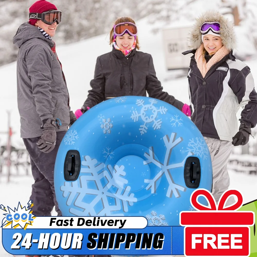 Inflatable Floated Skiing Board Thickened Floated Sled PVC Ski Ring with Handles Ski Board Sled Skiing Equipments