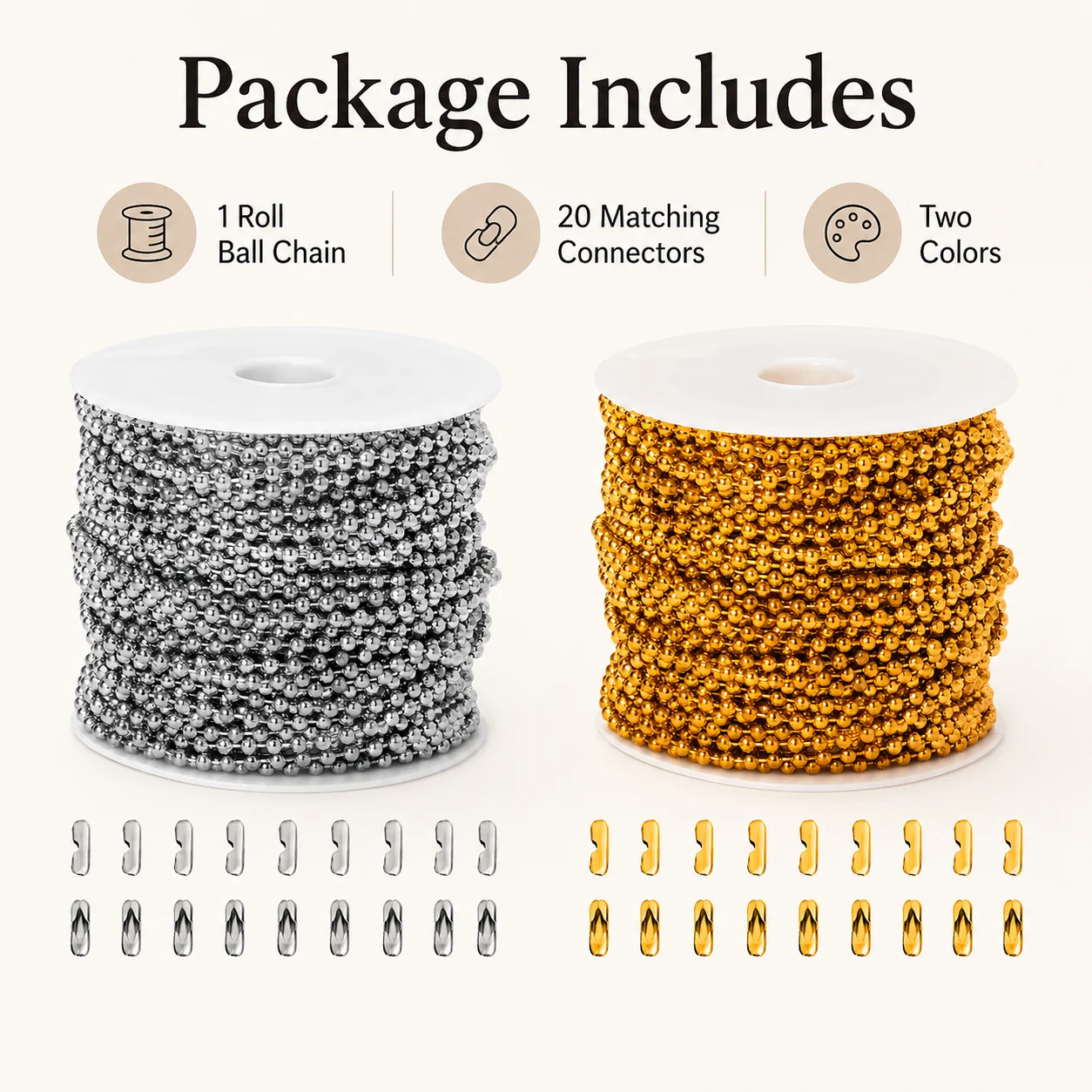 1Roll 10M 2mm Ball Chain With 20Pcs Connector Clasps Beaded Chains DIY Jewelry Making Necklace Pendant Keychain Accessories view 4