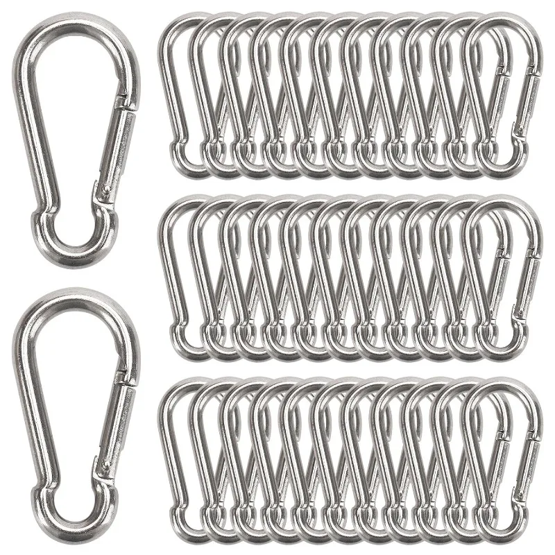 M5 Carabiner Clip Heavy Duty Spring Snap Hooks Small Carabiner Clips Hiking Outdoor Quick Link Lock Keychain Ring Spring Hook