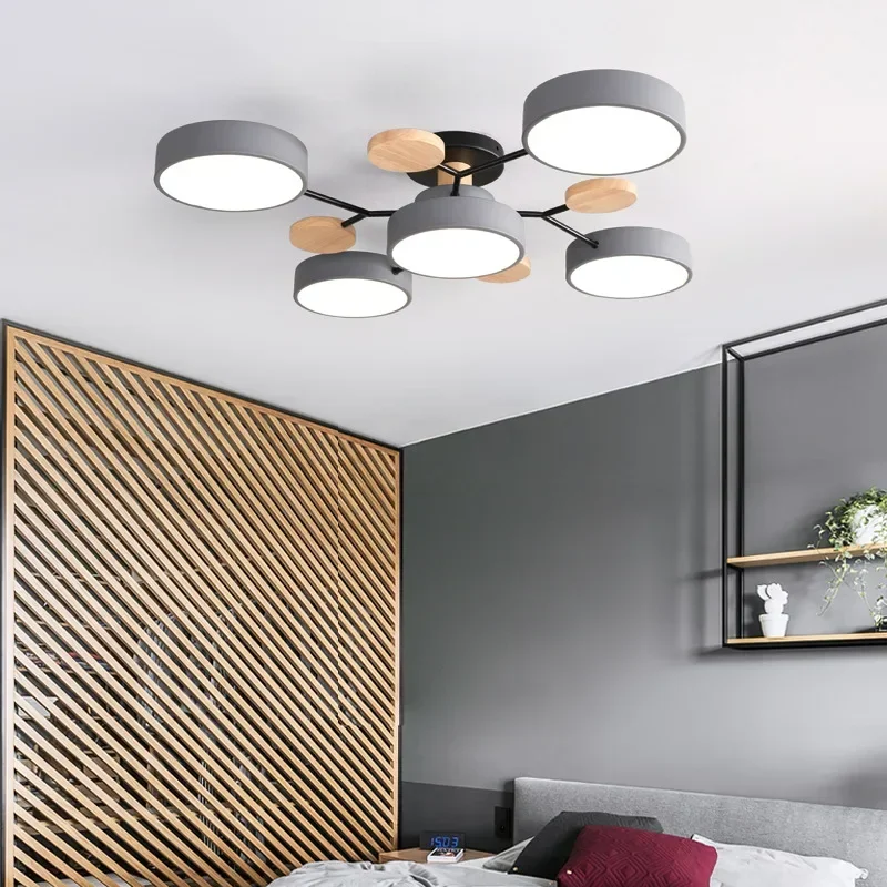 

Modern LED Ceiling Light Nordic Living Room Ceiling Chandelier Bedroom Kitchen Wooden Chandelier Dining Room Lamp Aisle Lighting