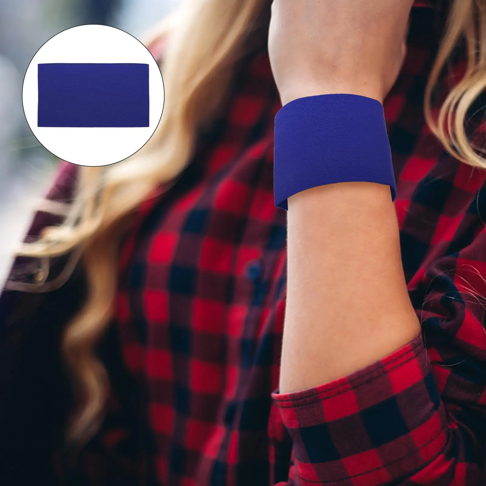 5 قطع من شارات اليد الزرقاء المرنة غير القابلة للانزلاق وقابلة للتعديل لمستلزمات أربطة الذراع لمباراة كرة القدم