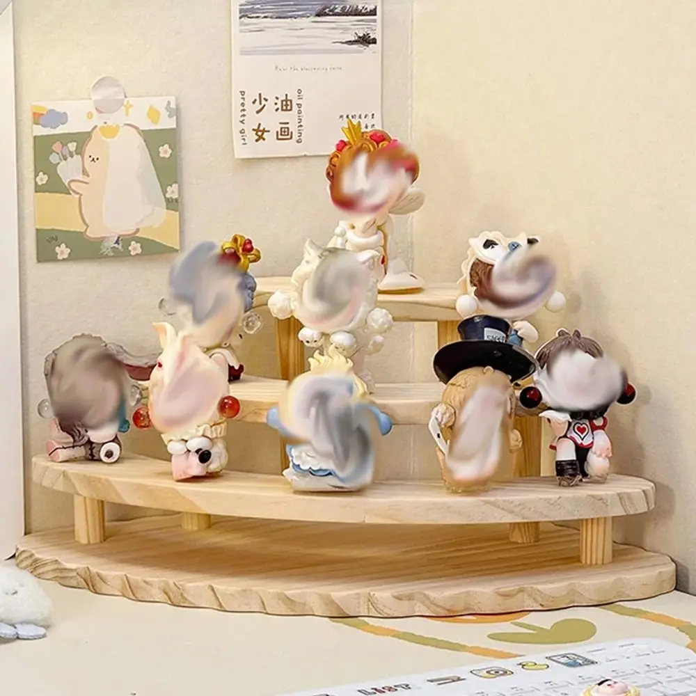 Creative Wooden Display Riser Stand DIY 3 Tier Cupcake Display Cabinet Quadrant Space Saving Figurine Display Shelf