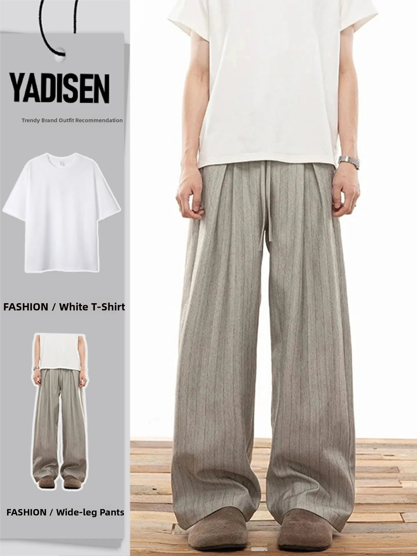 

Мужские брюки в полоску свободного кроя, повседневные, прямые, осенние, CleanFit, комплект, модные, дышащие, хлопковые