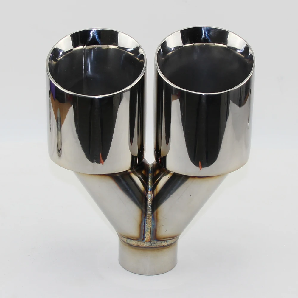 Accessories stainless steel black and bright face without marked Y-type double outlet straight edge exhaust pipe tailpipe