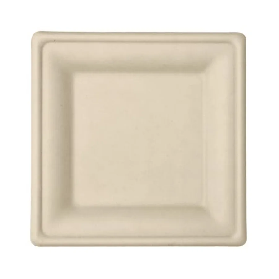 Square Plates I Tree-Less™ Compostable Molded Fiber Square Plates I Extra Strength I No Added PFAS I Classic Brown 250 Count
