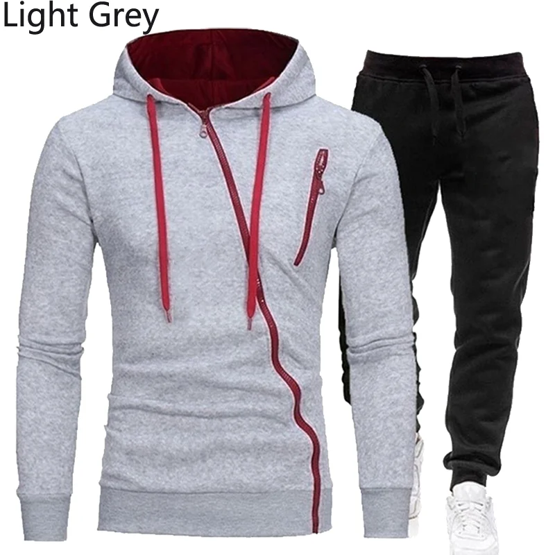 New Fashion Men's Long-sleeve Hooded Jacket & Trousers Two-piece Casual Zipper Hoodie Sports Suit