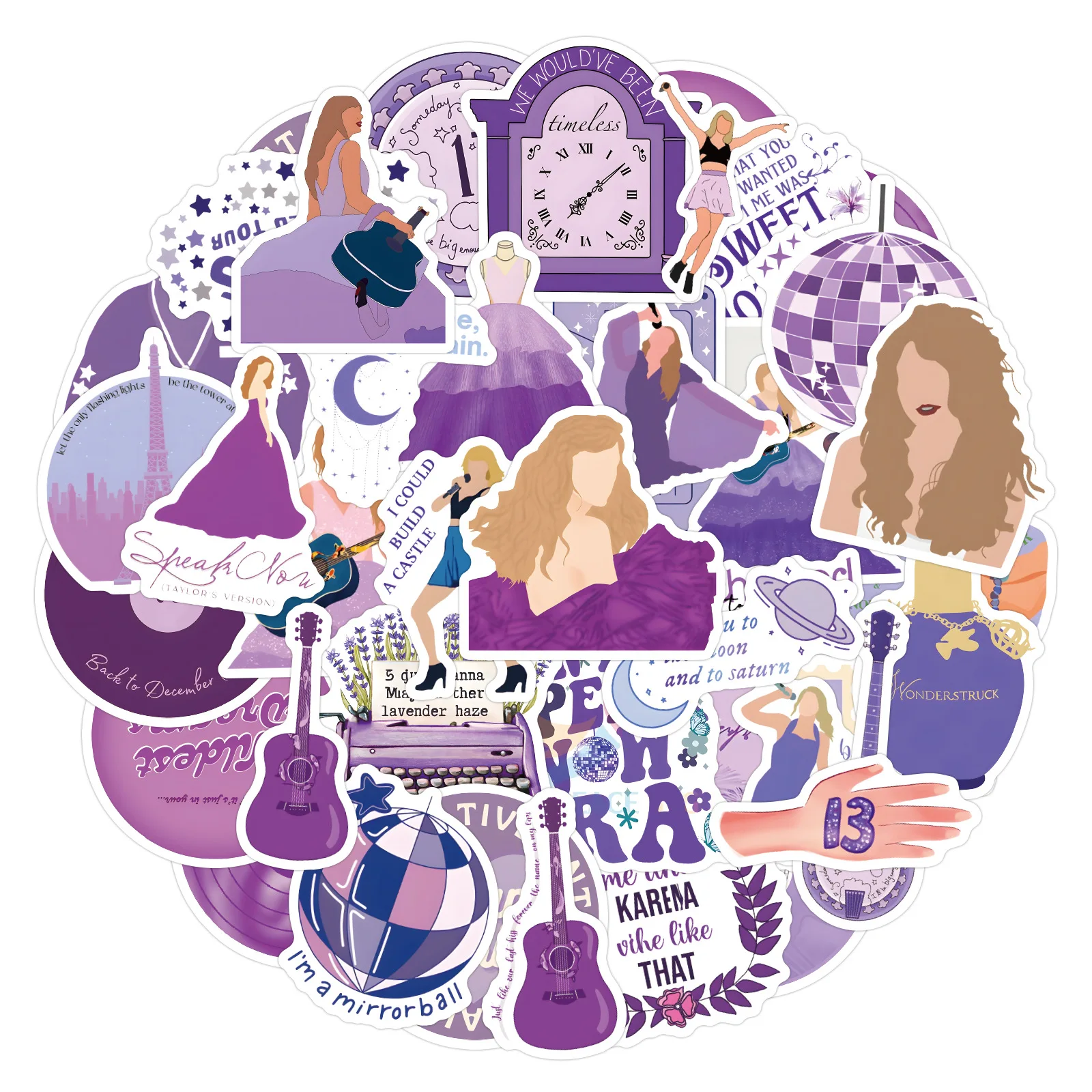 60 قطعة من ملصقات تايلور، ملصقات جرافيتي للموسيقى الأرجوانية، ملصقات تزيين ذاتية الصنع للكمبيوتر المحمول #1