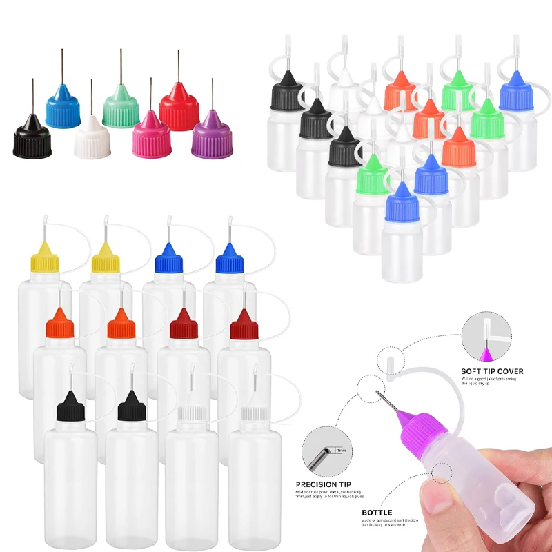 30Pcs 3/5/10/15/20/30/50/100/120ml Mini PE Plastic Squeezable Dropper Bottles W/ Long Steel Tips Refillable E Liquid Containers