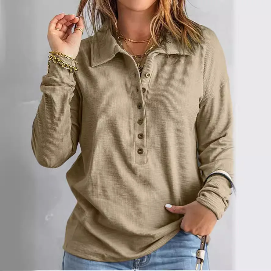 Solid Color Knitted Sweater Women's Single-breasted Lapel Collar Long-sleeved Loose Casual Bottoming Top New in Autumn Winter