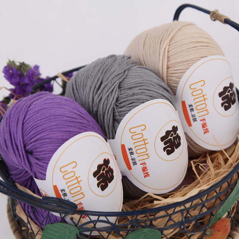 1 Stück 50 g 100 % Baumwollgarn zum Stricken, weiches Häkelgarn, Pullover, Schal, Decke, Linien, Häkeltasche, Hut, Schuhe, Amigurumi-Fäden