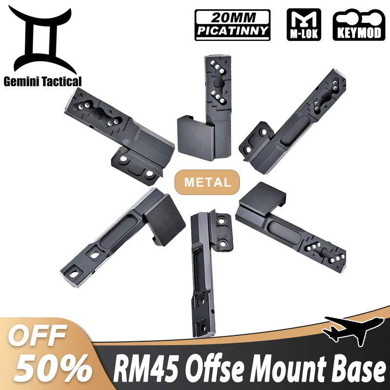 

WADSN Tactical RM45 Offse Mount Base For M300 M600 Flashlight Weapon Scout Light Hunting Airsoft Fit Keymod Mlok Picatinny Rail