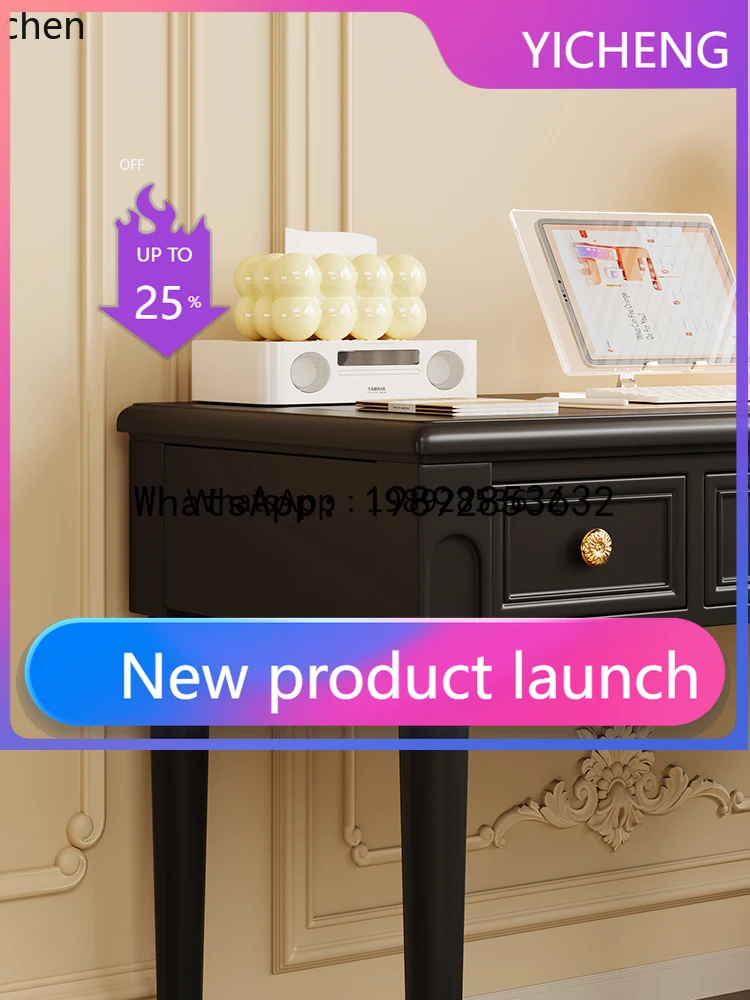 

Solid Wood Desk Home White Wax Wood Study Small Apartment Computer