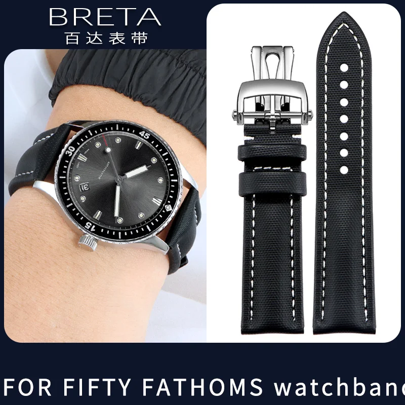 BRETA high quality nylon strap for FIFTY FATHOMS 5000/5015A/5010/5200 AIR COMMAND VILLERET waterproof watchband 20mm 22mm 23mm