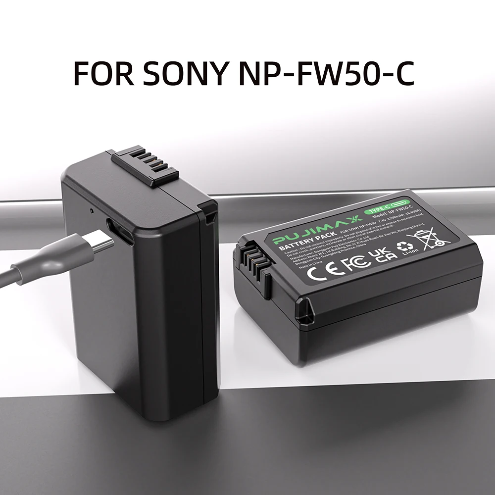 PUJIMAX New 2250mAh NP-FW50 NPFW50 Battery For Sony ZV-E10 Alpha A6400 A6000 A6300 A6500 A5100 A7 A7II A7RII A7SII A7S A7S2 A7R
