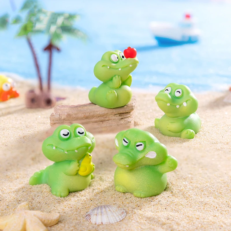 Cartoon Cute Crocodile Small Statue Cartoon Microlandscape Figurines Ornaments Funny Creative Miniatures Home Decoration Gifts