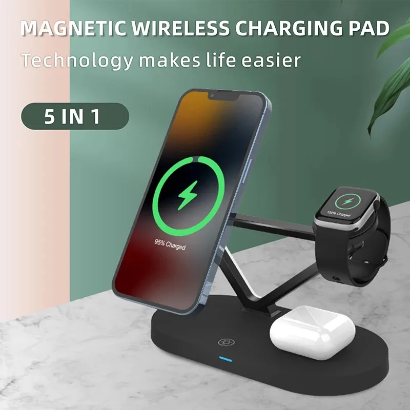 5 in 1 Desk Atmosphere Lamp 15w pd fast Charger Magnetic Phone Chargers Stand Wireless Charger