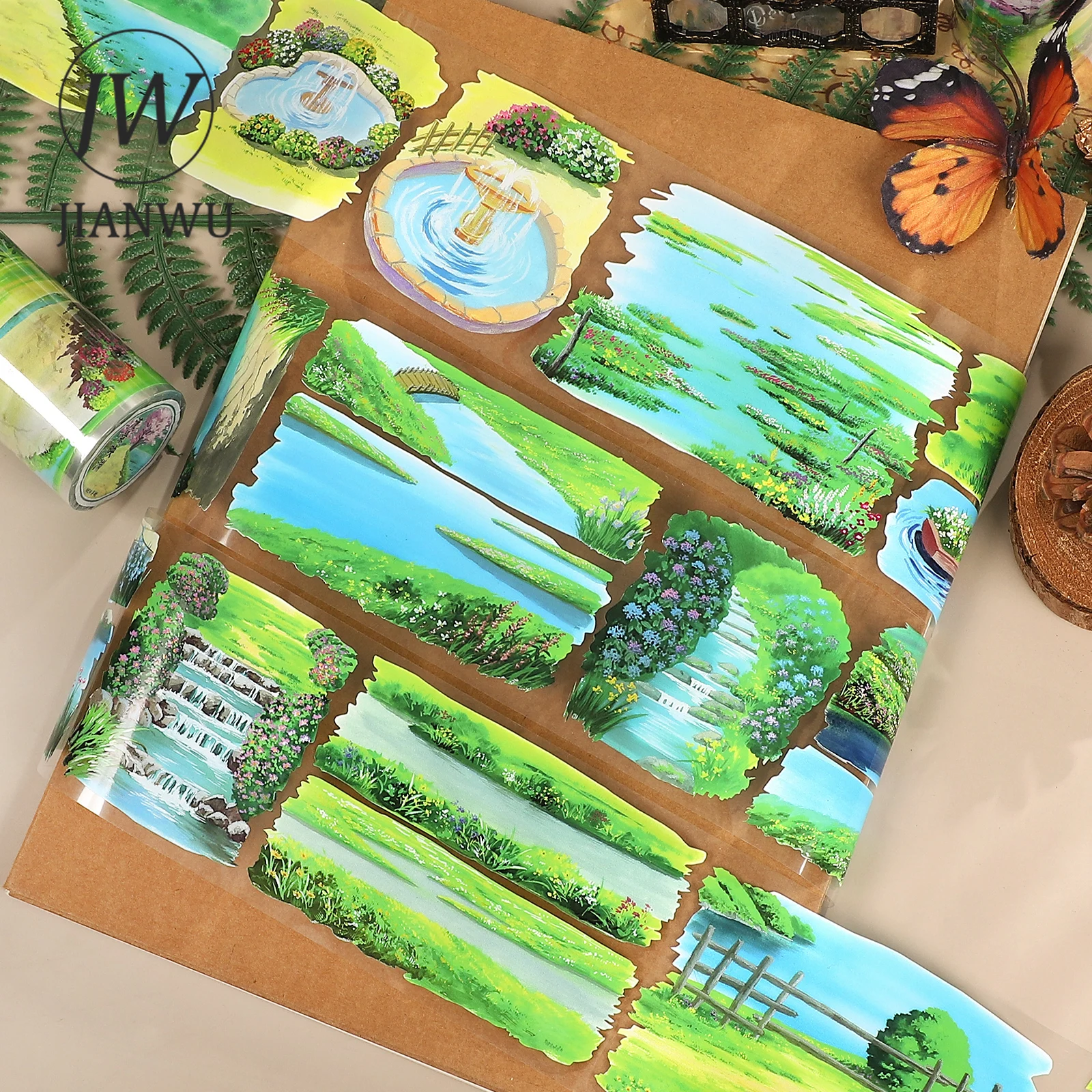 

JIANWU 70 мм * 5,4 м винтажное растение, цветок, река, пейзаж, материал, коллаж, скрапбукинг, ПЭТ-лента, креативный DIY журнал, канцелярские принадлежности