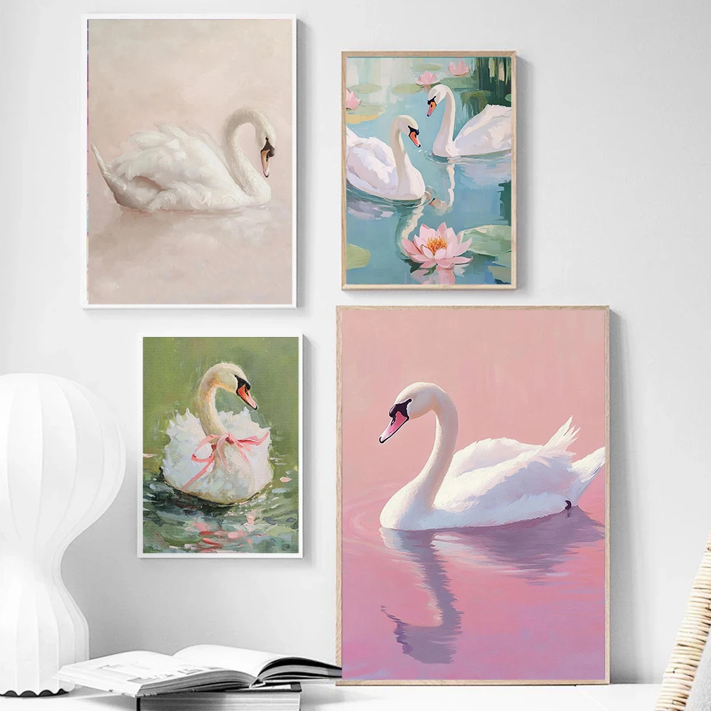 جماليات خمر أنيقة سوان ملصق فني قماش اللوحة النفط اللوحة يطبع مزرعة غرفة المعيشة غرفة نوم ديكور جدران المنزل