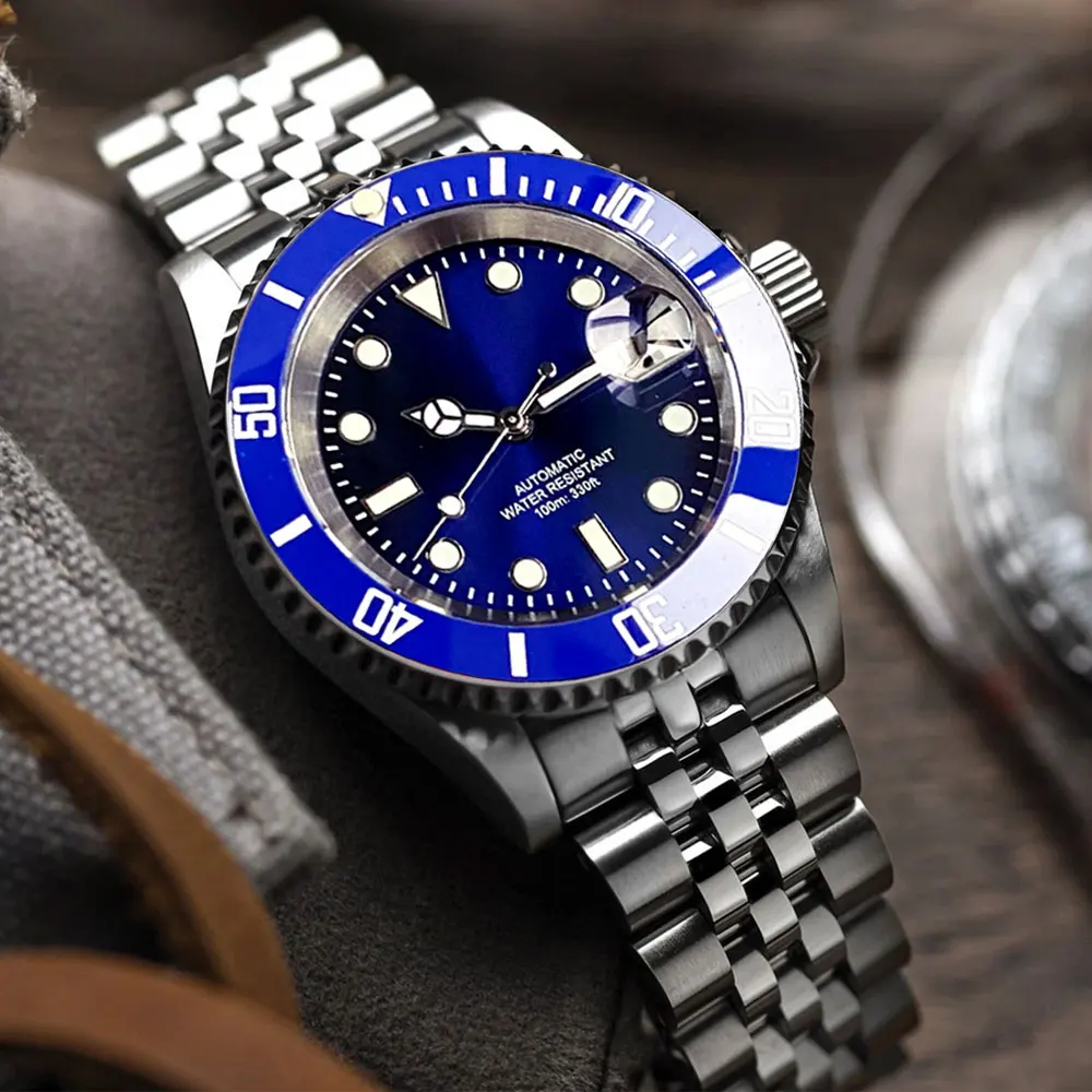 200m Waterproof Miyota8215 Automatic Men Watch Diver Watches 40mm Mechanical Movement Luminous Jubilee Strap Glide Lock Buckle image 3