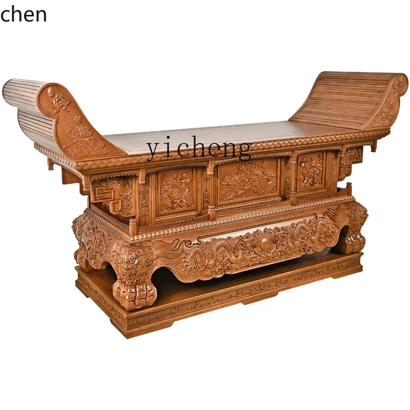 ZML Table d'autel en bois massif Table d'encens bouddha huit immortels dieu offrant Table de bouddha