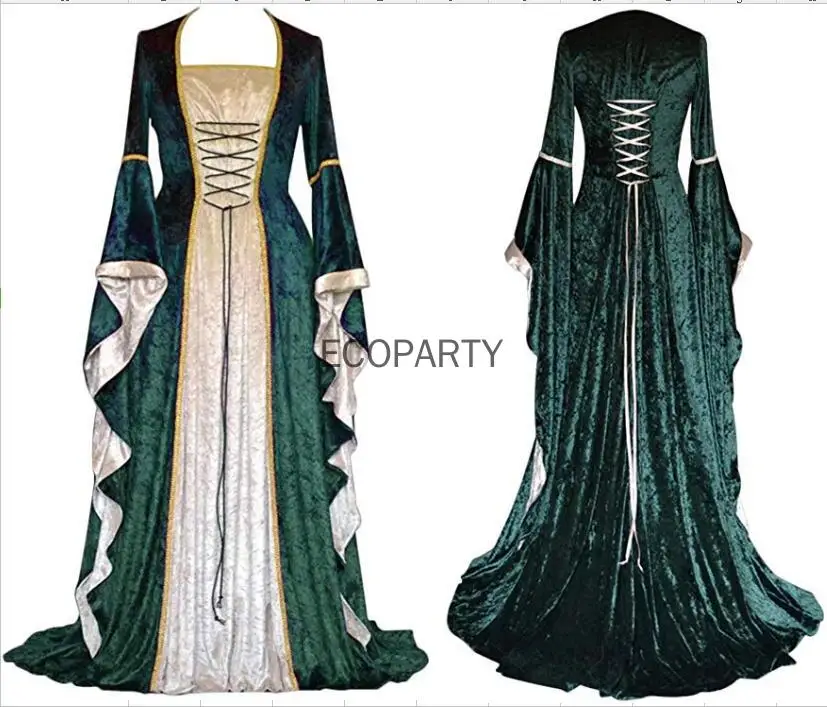 

Medieval Dress Halloween Costumes for Women Cosplay Palace Noble Long Robes Ancient Bell Sleeve Princess Costume Dresses 2022