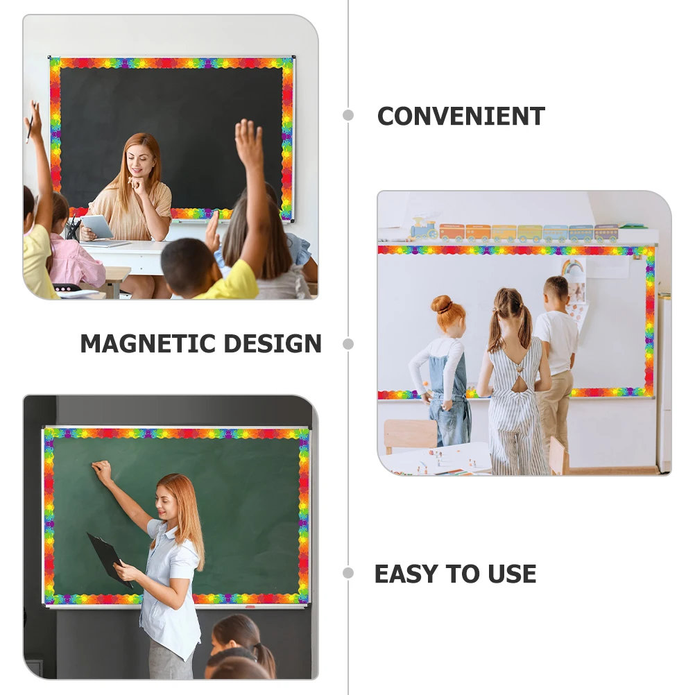 

12 Pcs Magnetic Whiteboard Collage Bulletin Decoration Stickers Border for Blackboard Trim