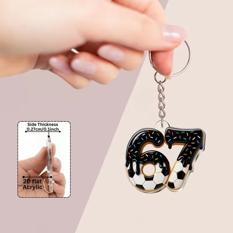 Professional Number 67 Keychain 2D Acrylic Pendants Bags Car Phone Key Decorations Birthday Party Key Chain