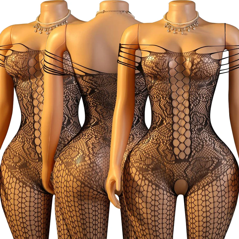 Bodystocking Fishnet - Biustonosze z wieloma ramiączkami, siateczkowe, z