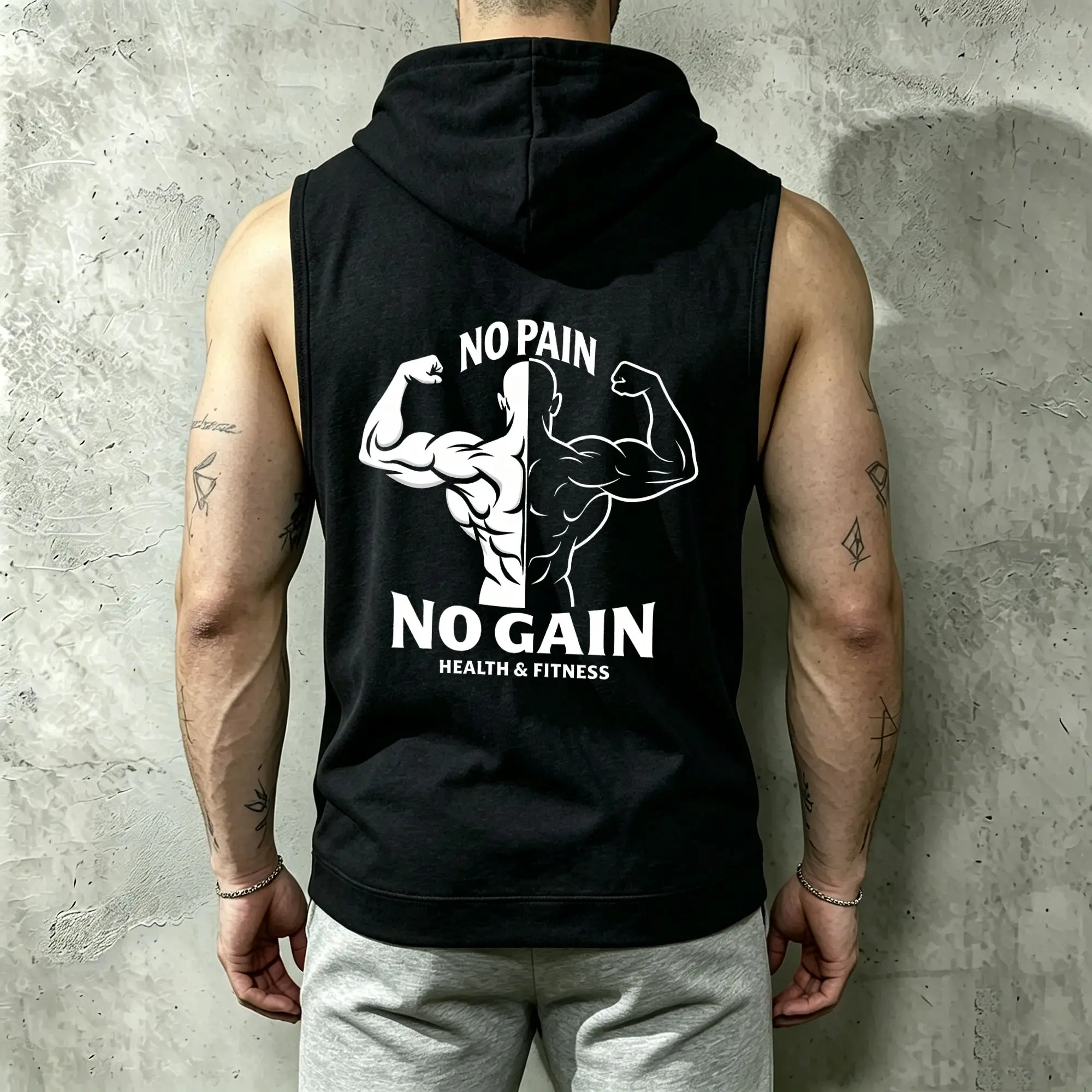 

Men's NO PAIN NO GAIN Print Standard Size Fitness Vest for Health And Fitness Emphasizing No Pain No Gain Summer Unisex Vest Fitness Casual Printed T-Shirt