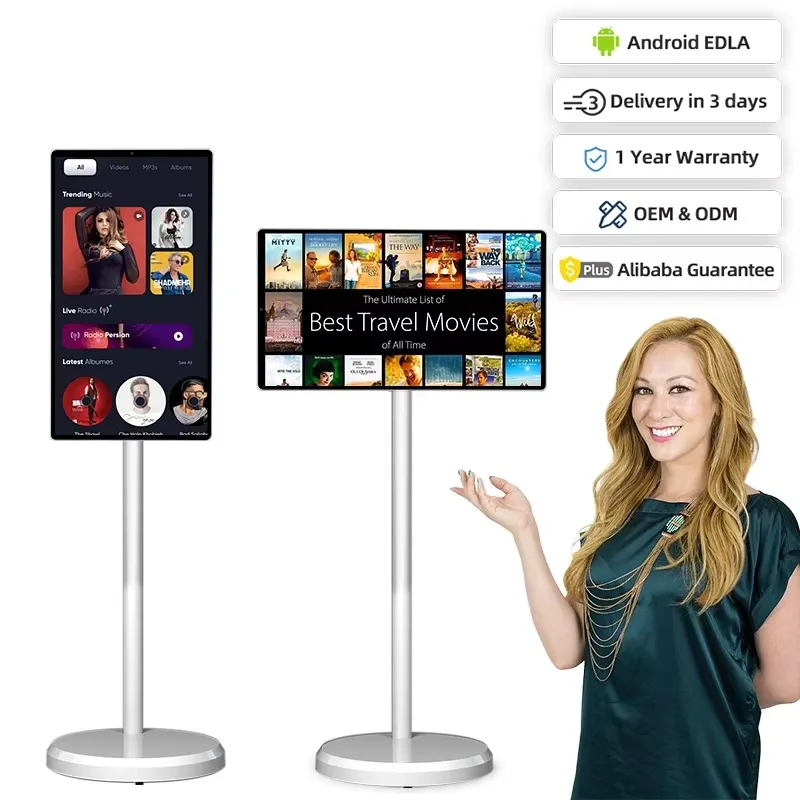 

Touch Screen Digital Signage Display 21.5 Inch Portable Tv Battery Power Tablet Television Led Smart Tv with Stand