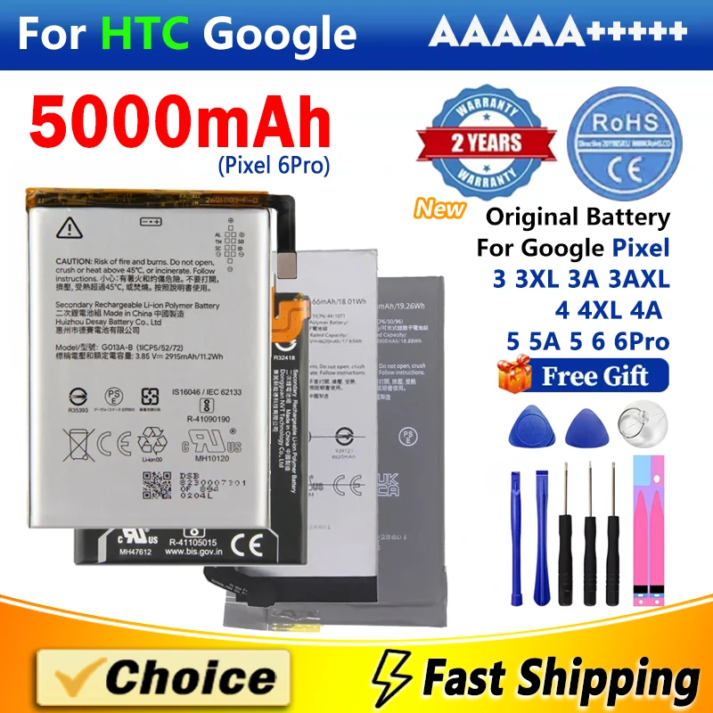 G013A-B G020E-B For HTC Google Pixel Pixel 3 3A XL 4 4XL 4A 5 5A 5XL 6 6Pro,Brand New Replacement Phone Lithium Battery+Tools