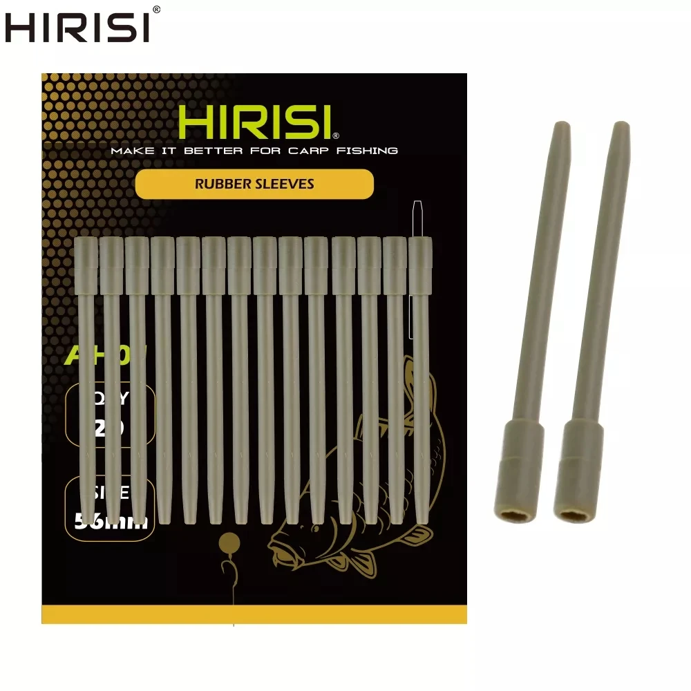 Hirisi 20pcs 56mm Soft Rubber Fishing Anti Tangle Sleeves Carp Fishing Inline Lead Tube AH011