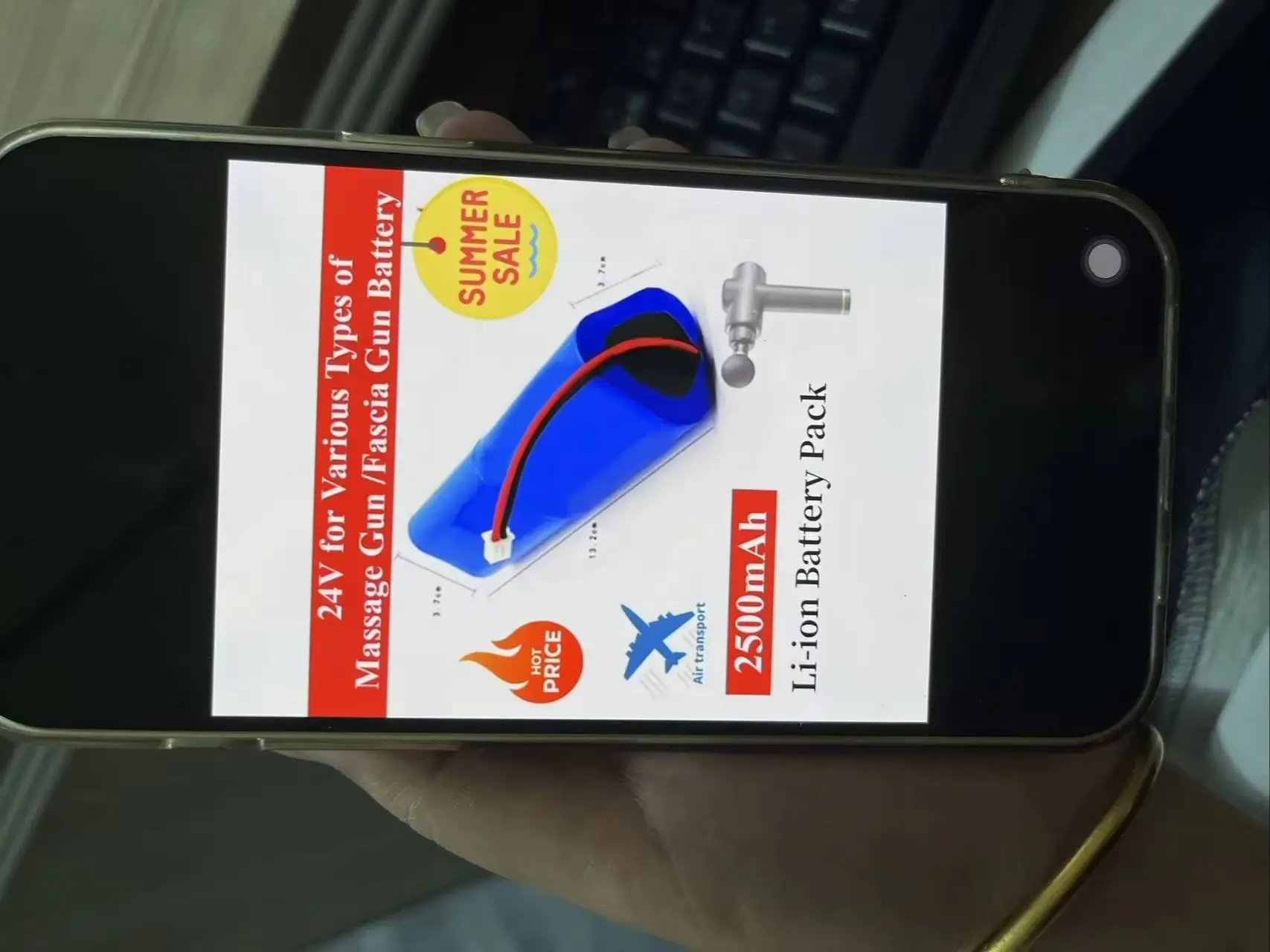 Embalagem original Li-ion 24V 2500mAh Bateria recarregável para pistola de massagem Phoenix A1, pistola de fáscia