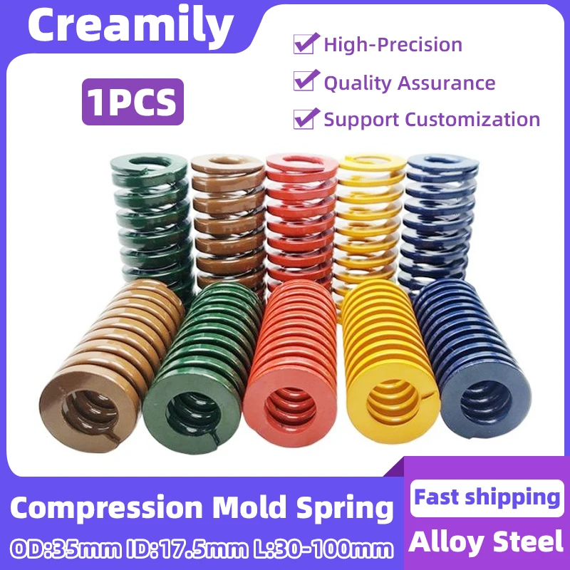 

Creamily 1PCS 35 x 17.5 x L Die Springs Spiral Stamping Compression Alloy Steel Mould Spring OD-35mm ID-17.5mm Length 30-100mm