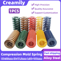 Creamily 1PCS 35 x 17.5 x L Die Springs Spiral Stamping Compression Alloy Steel Mould Spring OD-35mm ID-17.5mm Length 30-100mm