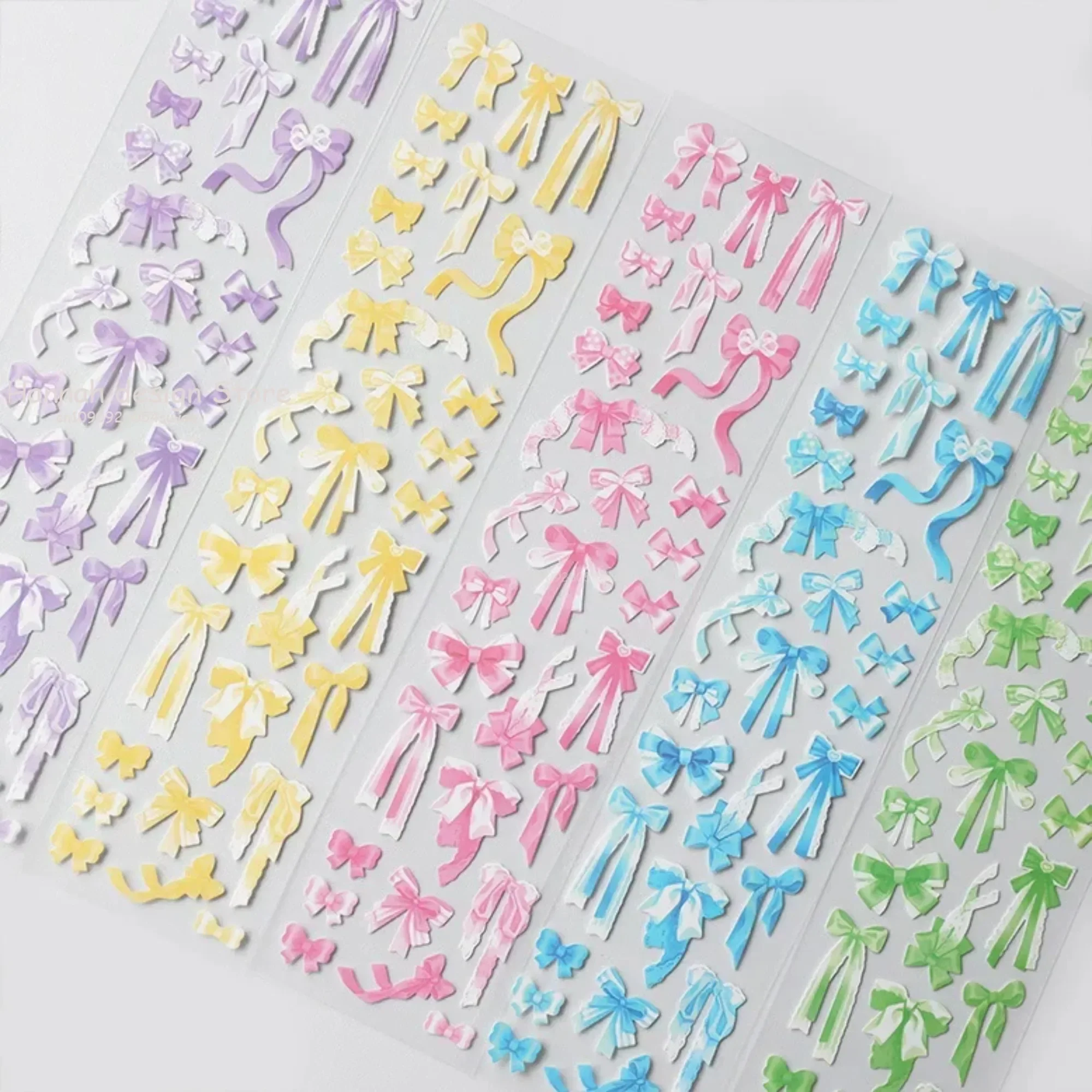 Cute Cartoon Colorful Bow Sticker Basic Toploader DIY Kpop Idol Photo Card Scrapbooking Journaling Deco Material Sticker