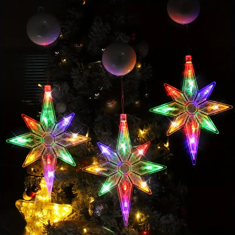 Polaris Sucker String Lights Decoración de ventanas - Luces de cortina con pilas, para Navidad/Año Nuevo/Boda/Decoración del dormitorio del hogar