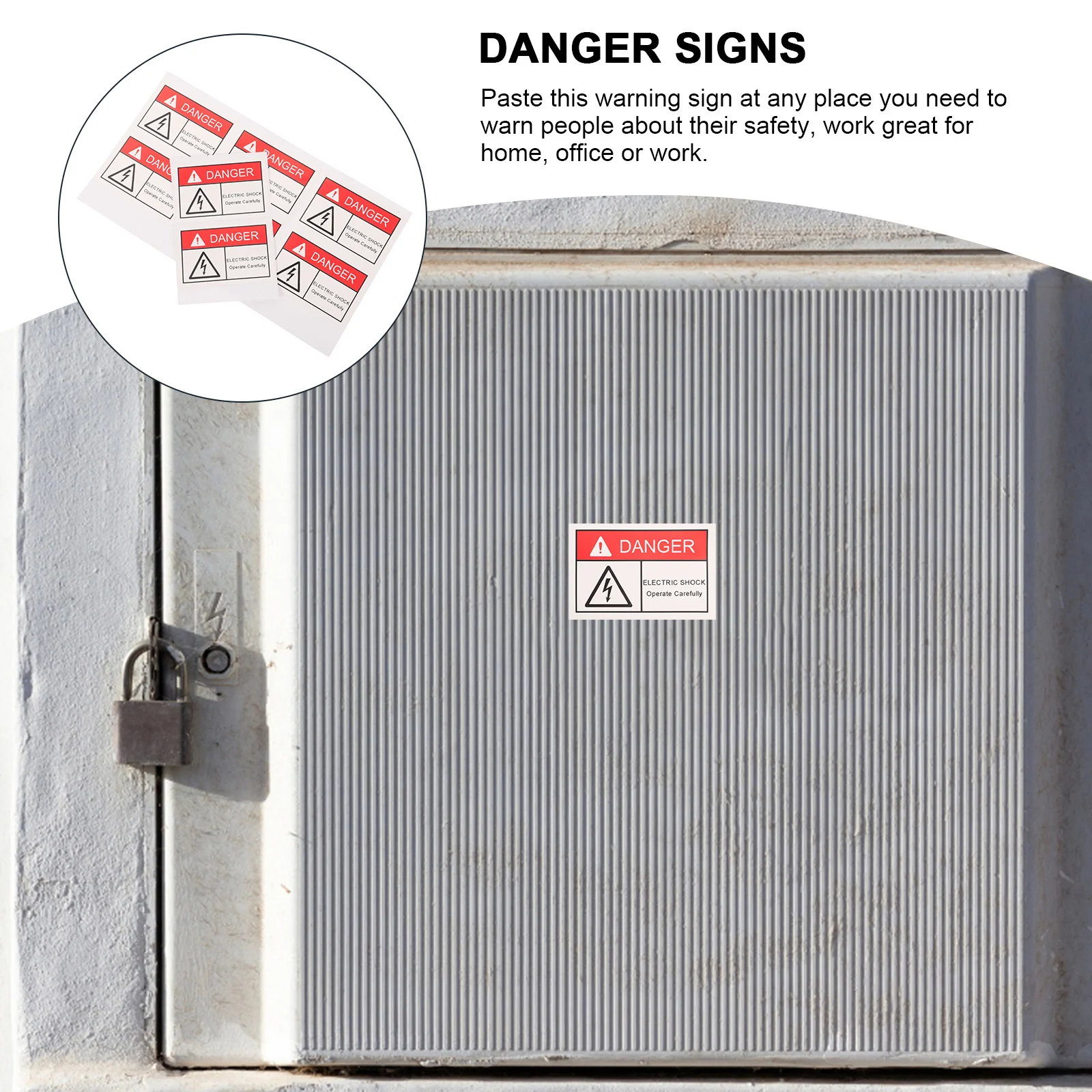 8 pcs Electric Shocks Warning Labels High Voltage Safety Signs Adhesive Stickers For Electrical Panel Caution Decals