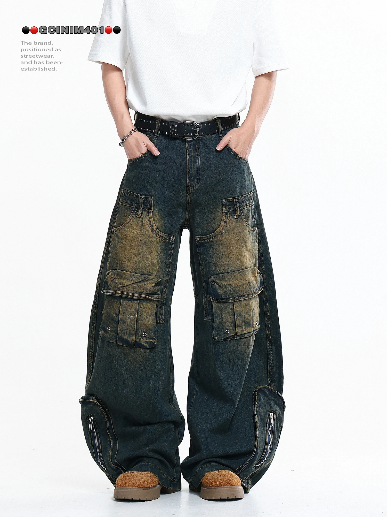 Calças Jeans Retro Americanas Lavadas para Homens, Jeans Largos e Soltos, Calças Longas Casuais para Homens e Mulheres