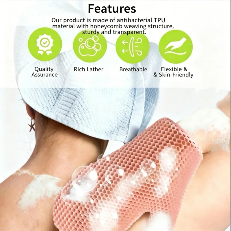 Multi-Purpose Antibacterial TPU Bath Scrub Glove Honeycomb Exfoliating Design Dead Skin Keratin Remover Soft Body Shower Accesso