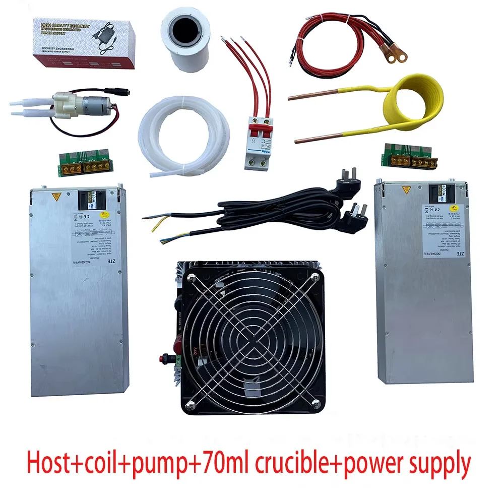 

4000W ZVS Induction Heater High frequency Induction Heating PCB Board Melted Metal + Coil +Pump+crucible+power supply