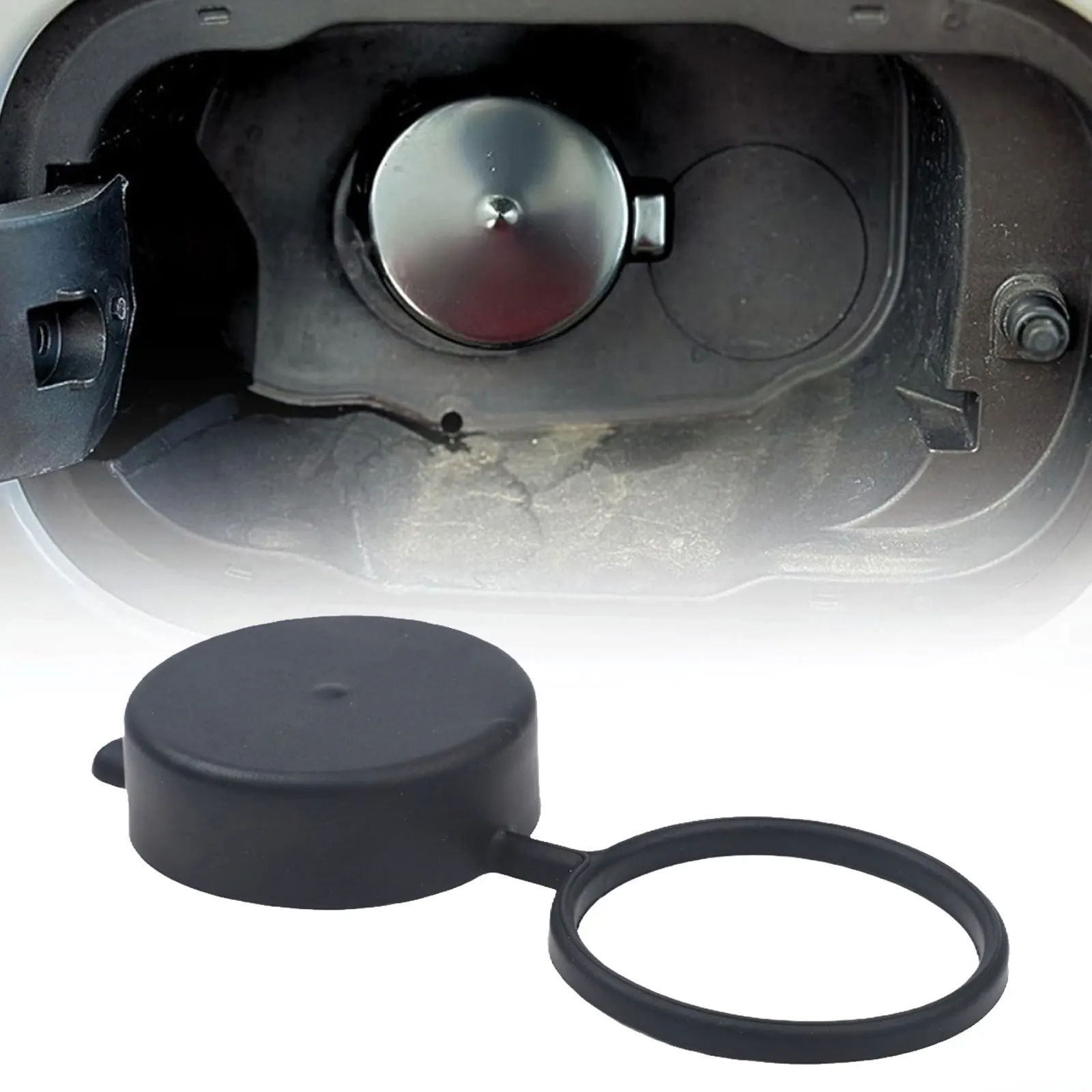 1Pc Fuel Tank Cap Cover For Chevy For Silverado For Tahoe For Suburban 2.375 Inch Black Protective Lid With Strap