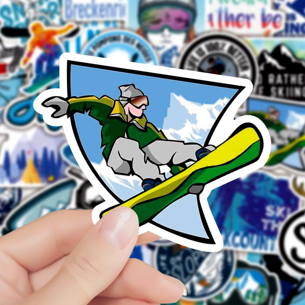 10/50Pcs Funny Winter Ski Skiing Stickers Graffiti Decals Toy DIY Snowboard Luggage Laptop Waterproof Car Styling Sticker