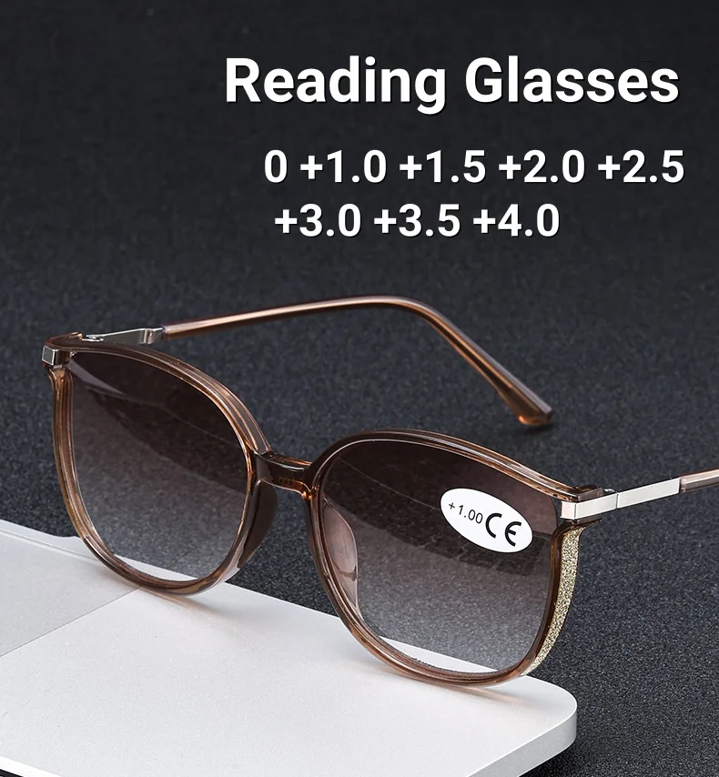 

New Fashion Trend Progressive Color Glasses Elegant and Luxurious Gray Brown Lenses Unisex Square Anti-Blue Light Glasses