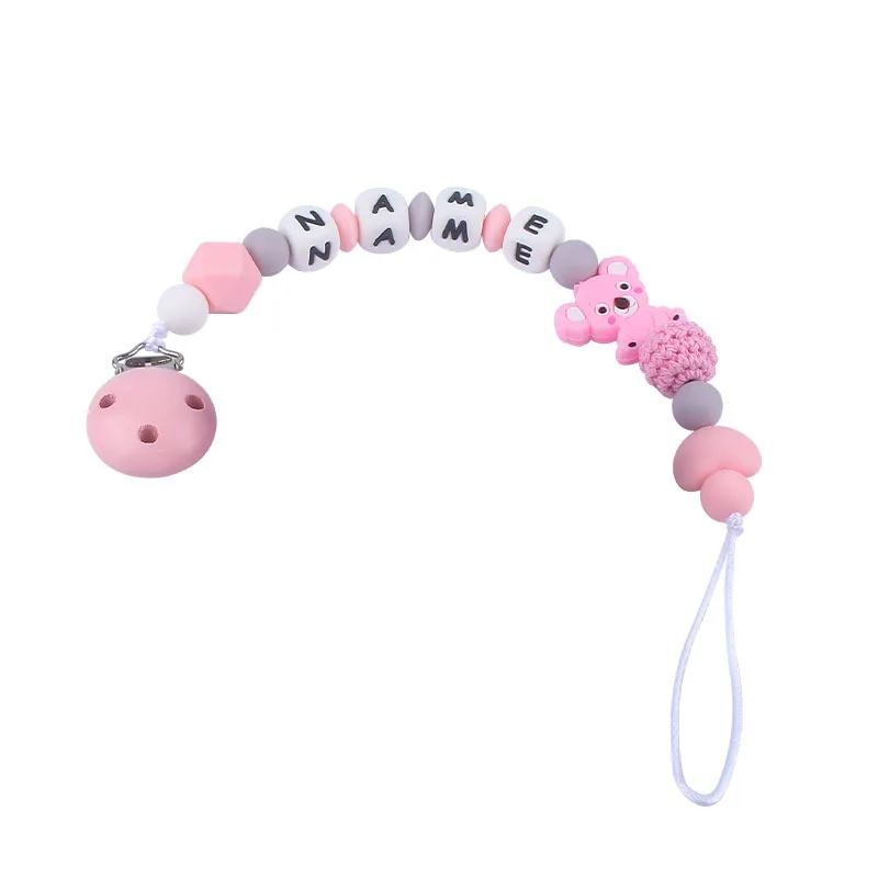 INS Baby Pacifier Clip Koala Personalize Name Custom Newborn Dummy Nipple Holder Chain Babies Accessories Pendant