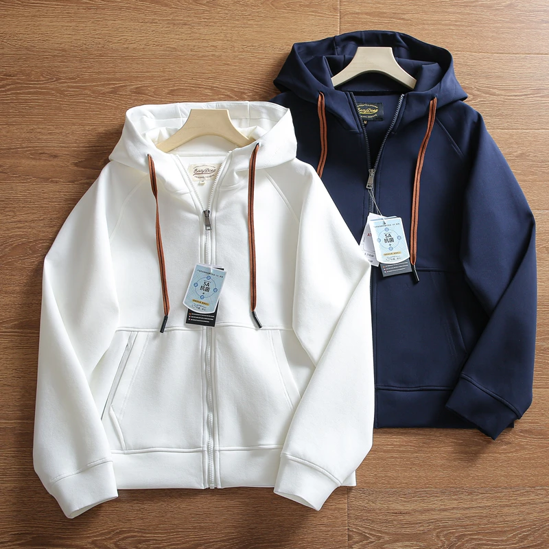 

Мужская повседневная толстовка свободного кроя с капюшоном из ткани Air Layer, эластичными плечевыми вставками, спортивная осенняя верхняя одежда на молнии с боковыми карманами