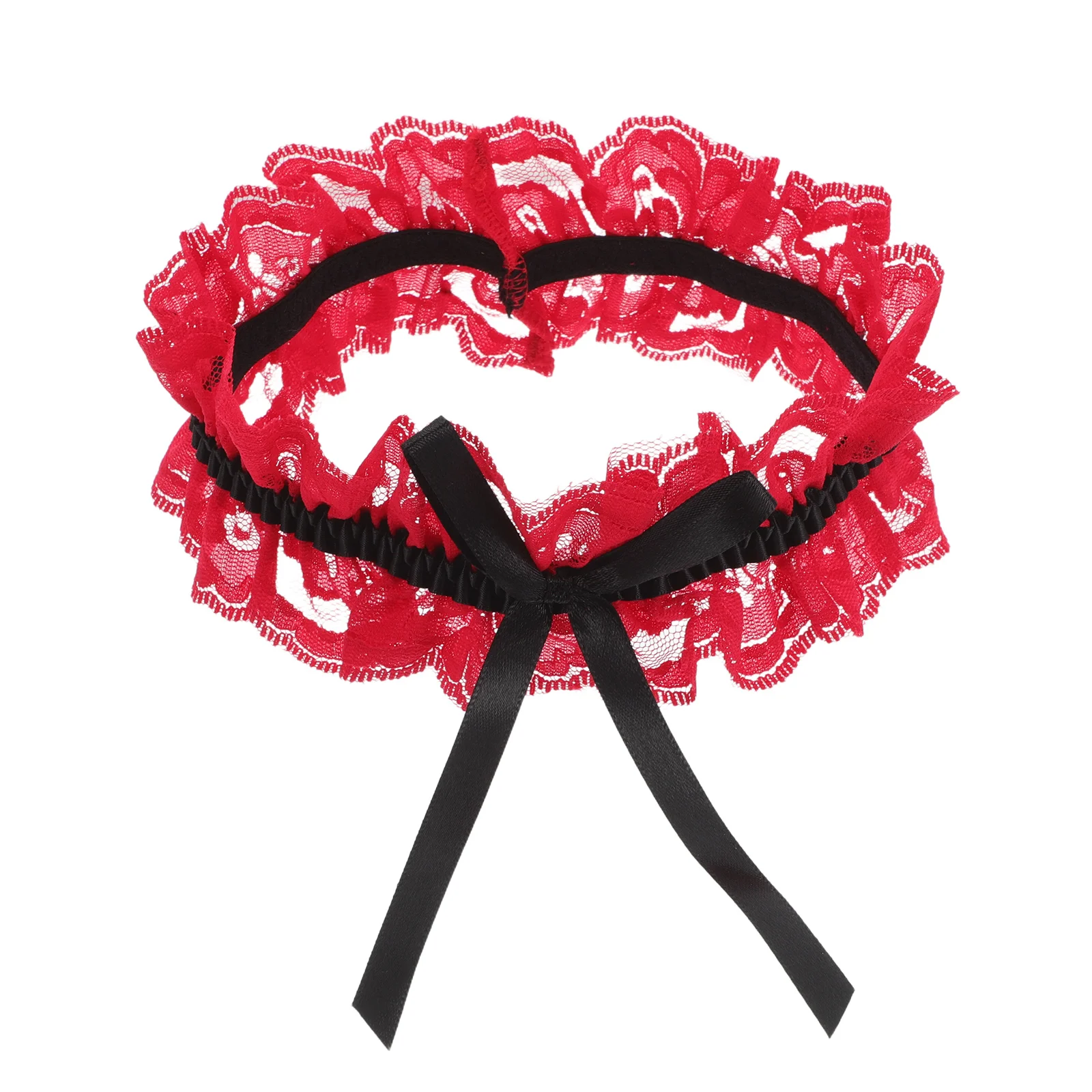 

Red Lace Black Ribbon Bridal Garter Elegant Adjustable Bowknot Wedding Accessories for Bride Lace Leg Garters Leg Garter