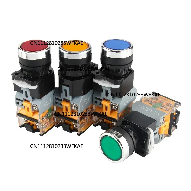 5pcs LA38-11D with Light Push Button Switch NO NC Momentary DC 12V 24V 36V AC 220V 380V Self-lock Self-reset LED Indicators 22mm