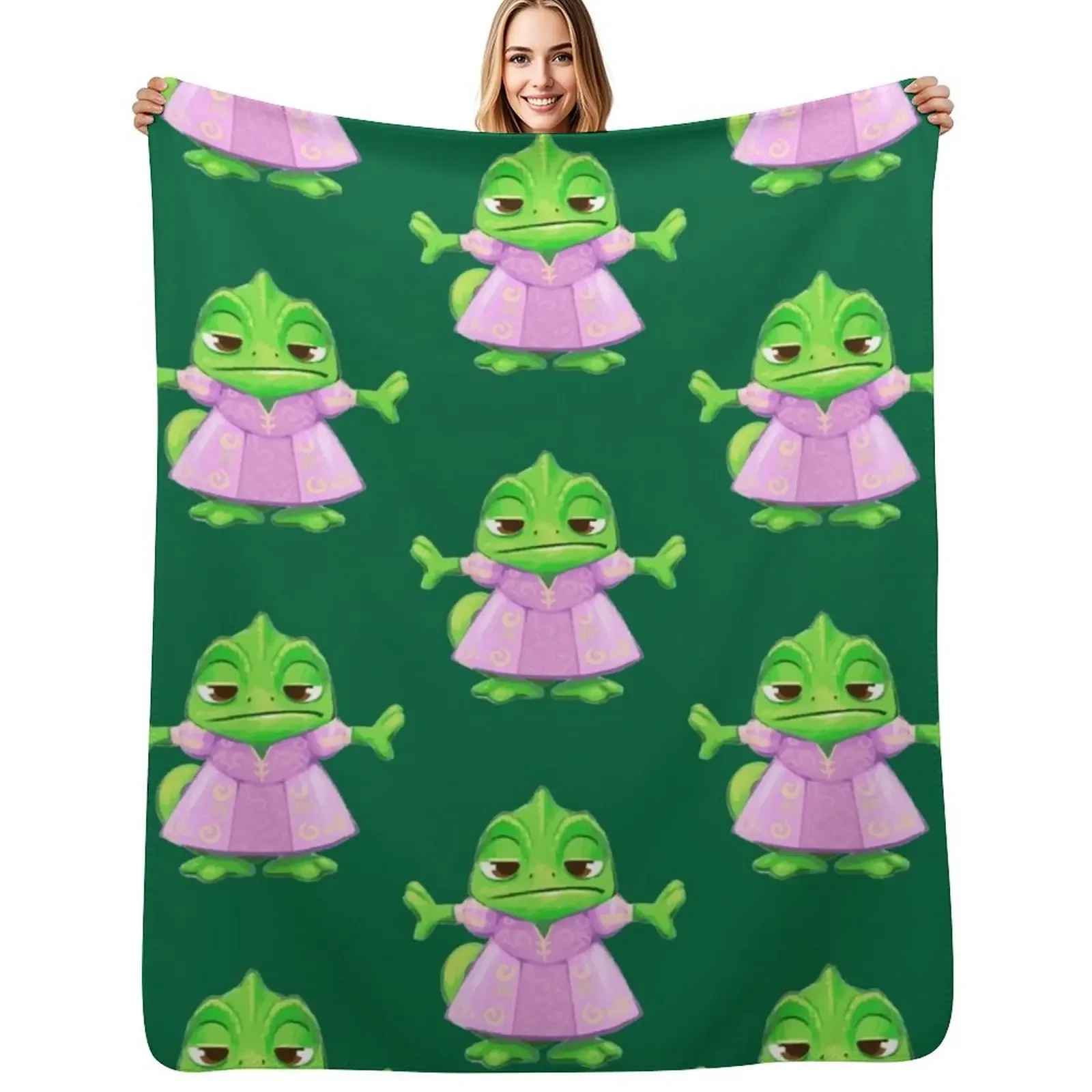 

Pascal in a dress - Tangled Throw Blanket Heavy Blankets For Bed Soft Beds cosplay anime Blanket